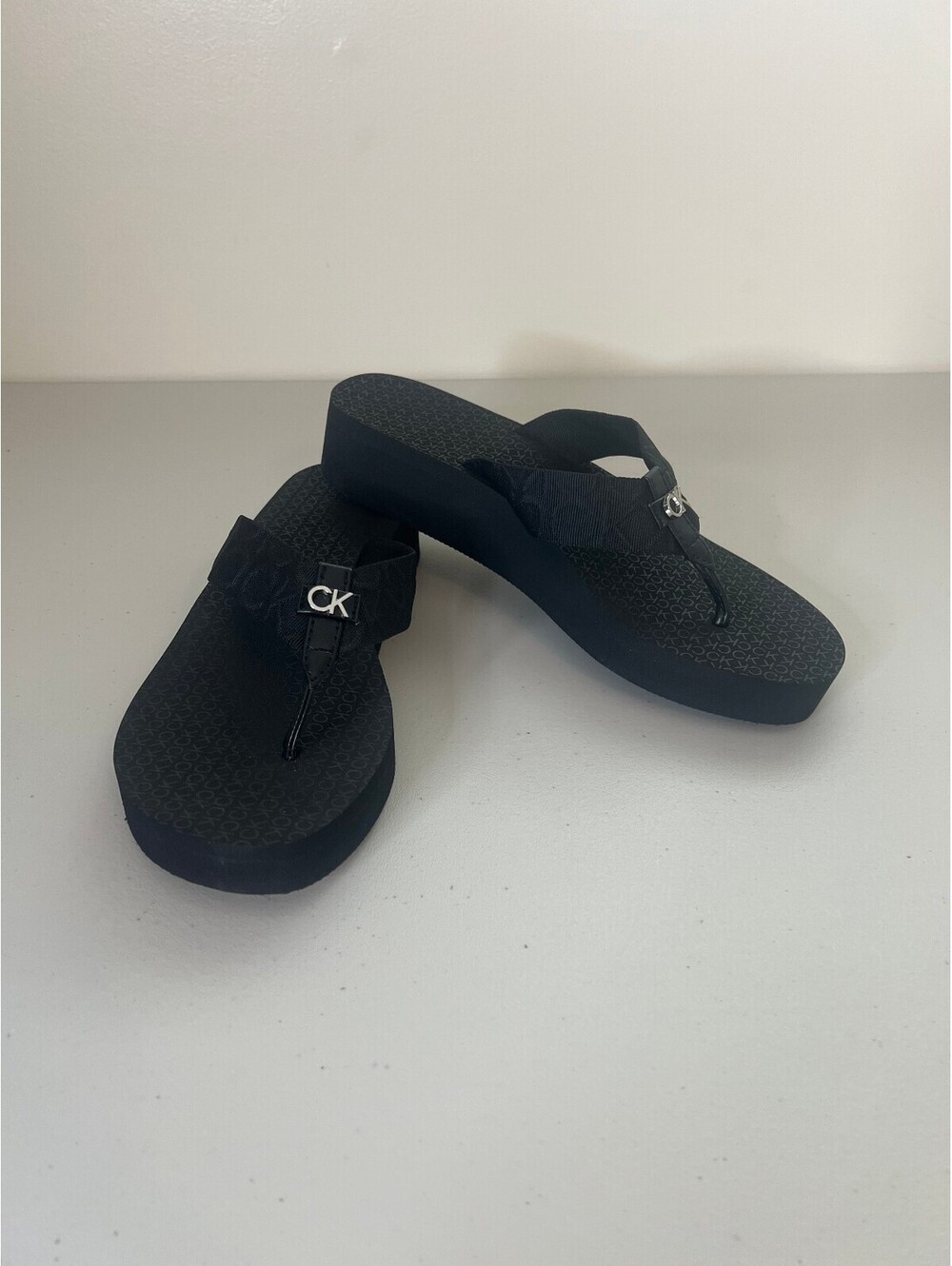 Calvin Klein Women's Meena Logo Platform Flip-Flop Sandals - Black
